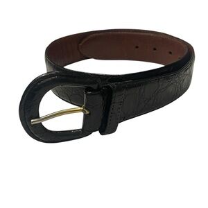 vintage wide croc Ralph Lauren leather belt black Sz:30 embossed